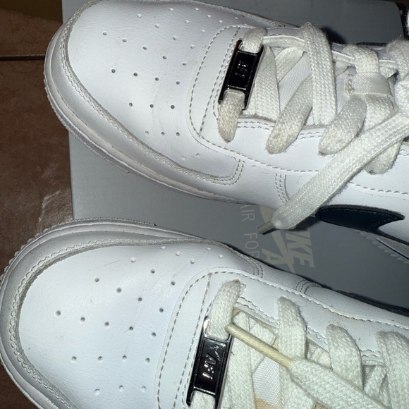 Nike White and Black Air Force 1 Sneakers - Picture 6 of 9